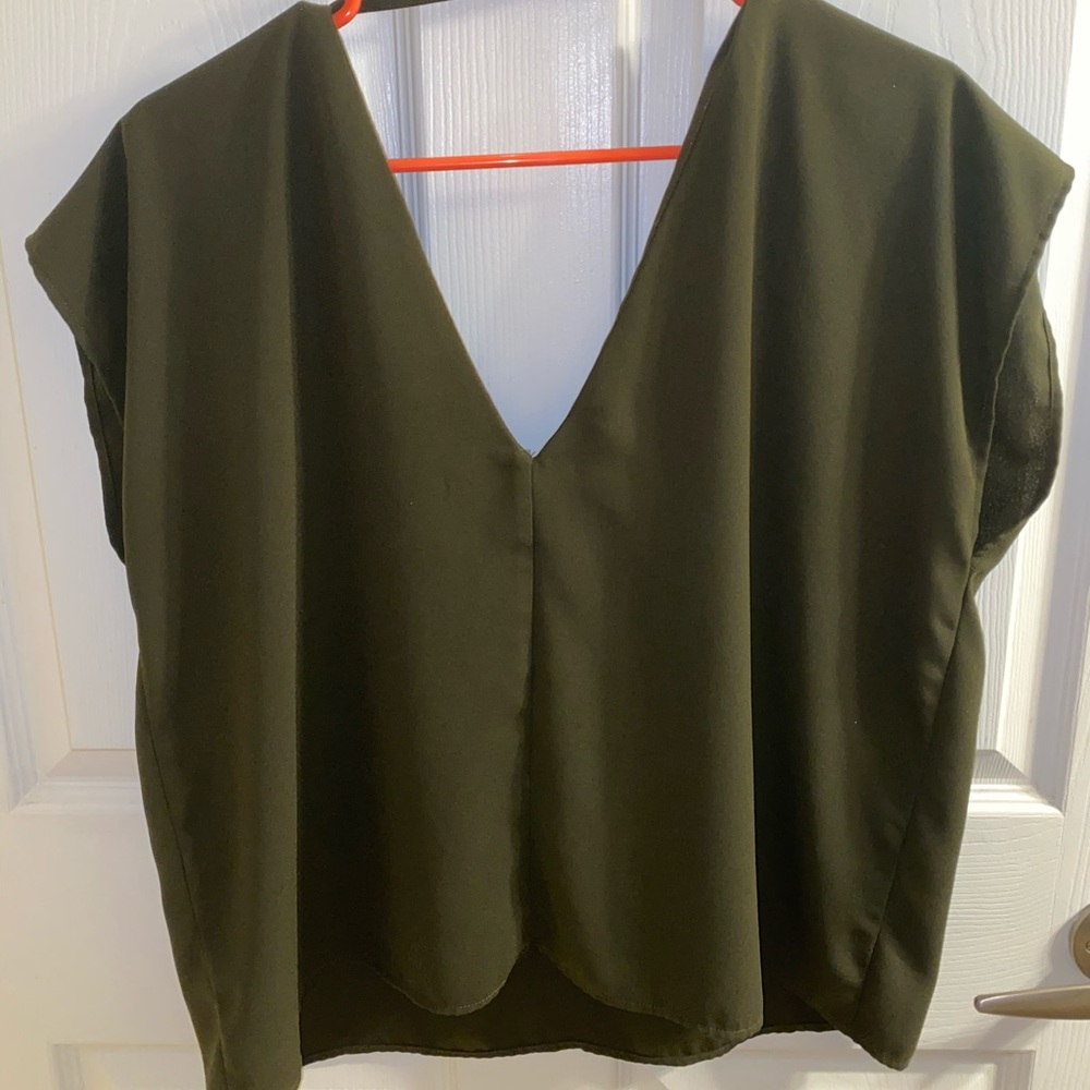 Green V-neck